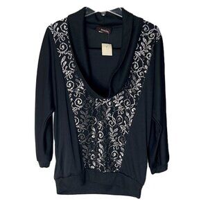 ❤️ 🆕 REACTION Black & Silver Top Size M